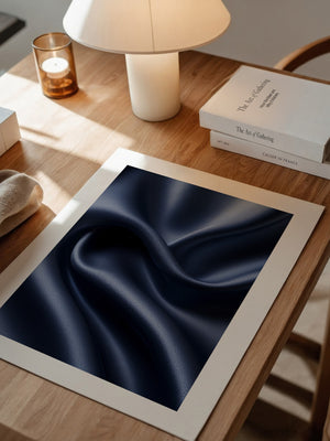 Satin Stoff Wellen Nachtblau