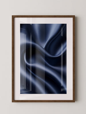 Satin Stoff Wellen Nachtblau