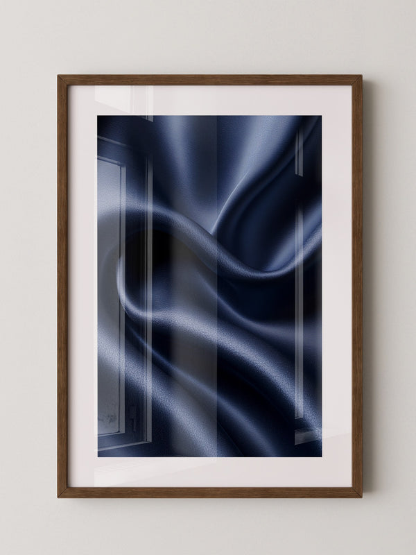 Satin Stoff Wellen Nachtblau