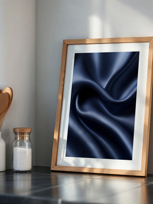 Satin Stoff Wellen Nachtblau