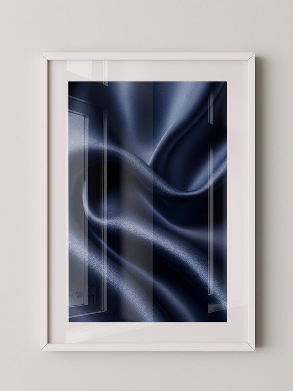 Satin Stoff Wellen Nachtblau