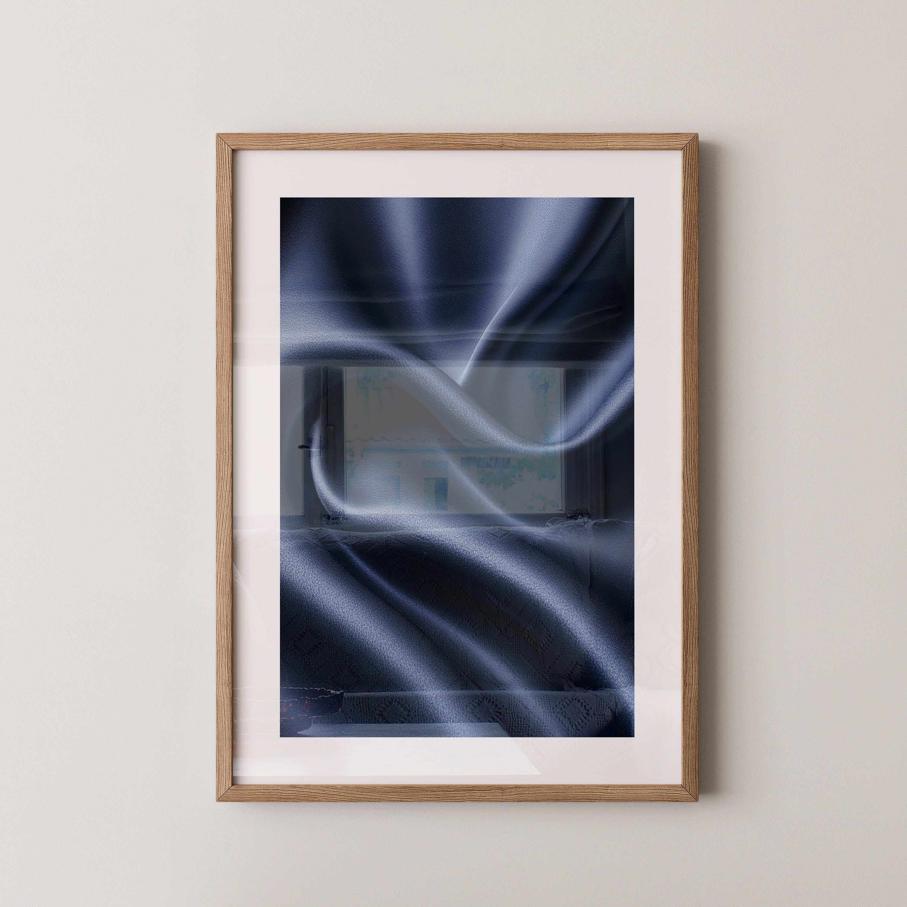 Satin Stoff Wellen Nachtblau