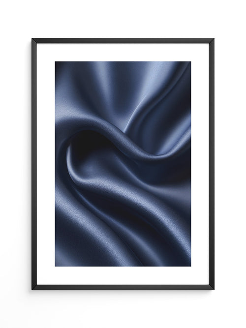 Satin Stoff Wellen Nachtblau