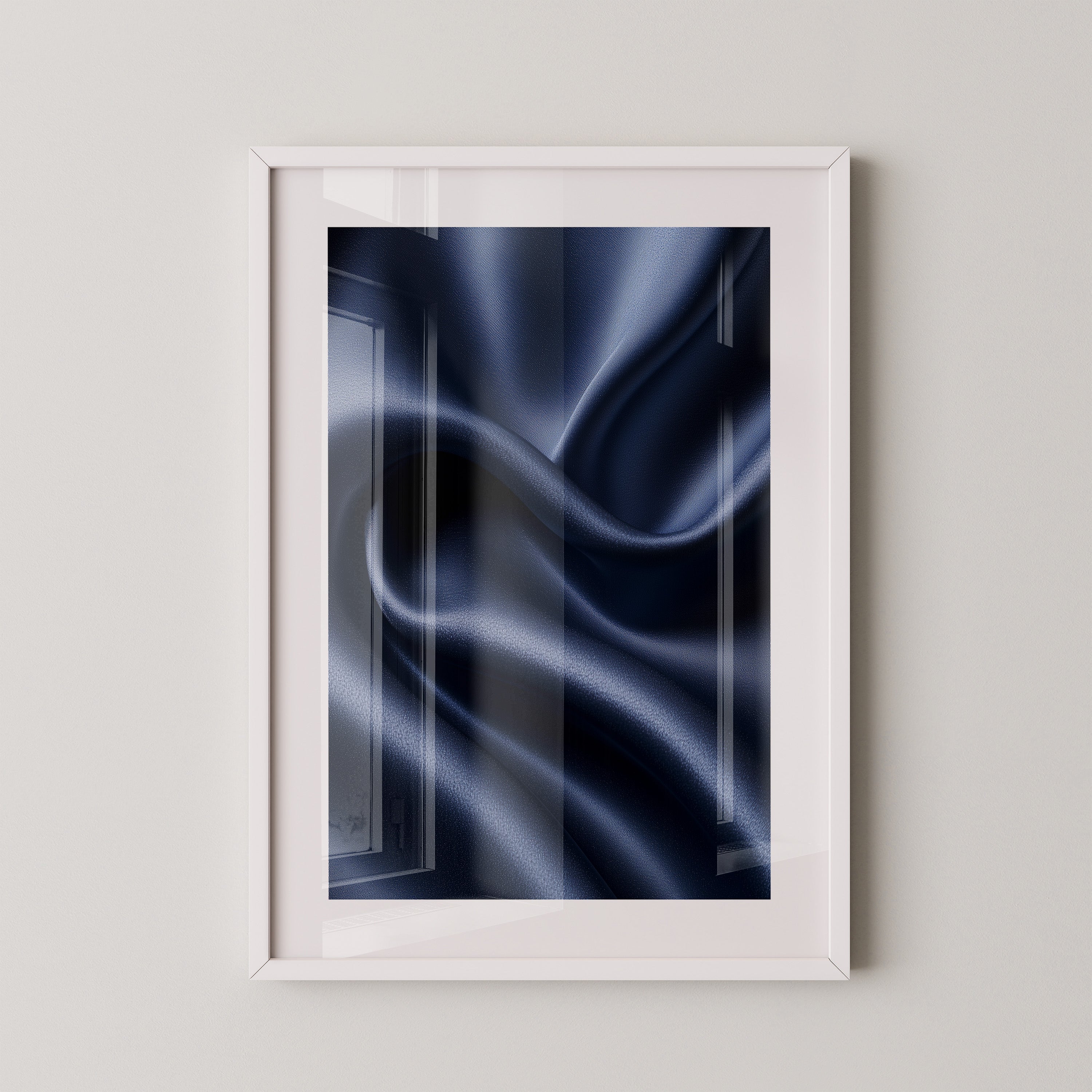 Satin Stoff Wellen Nachtblau