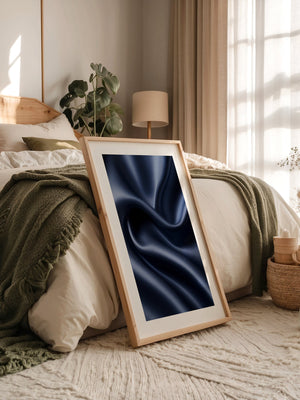 Satin Stoff Wellen Nachtblau