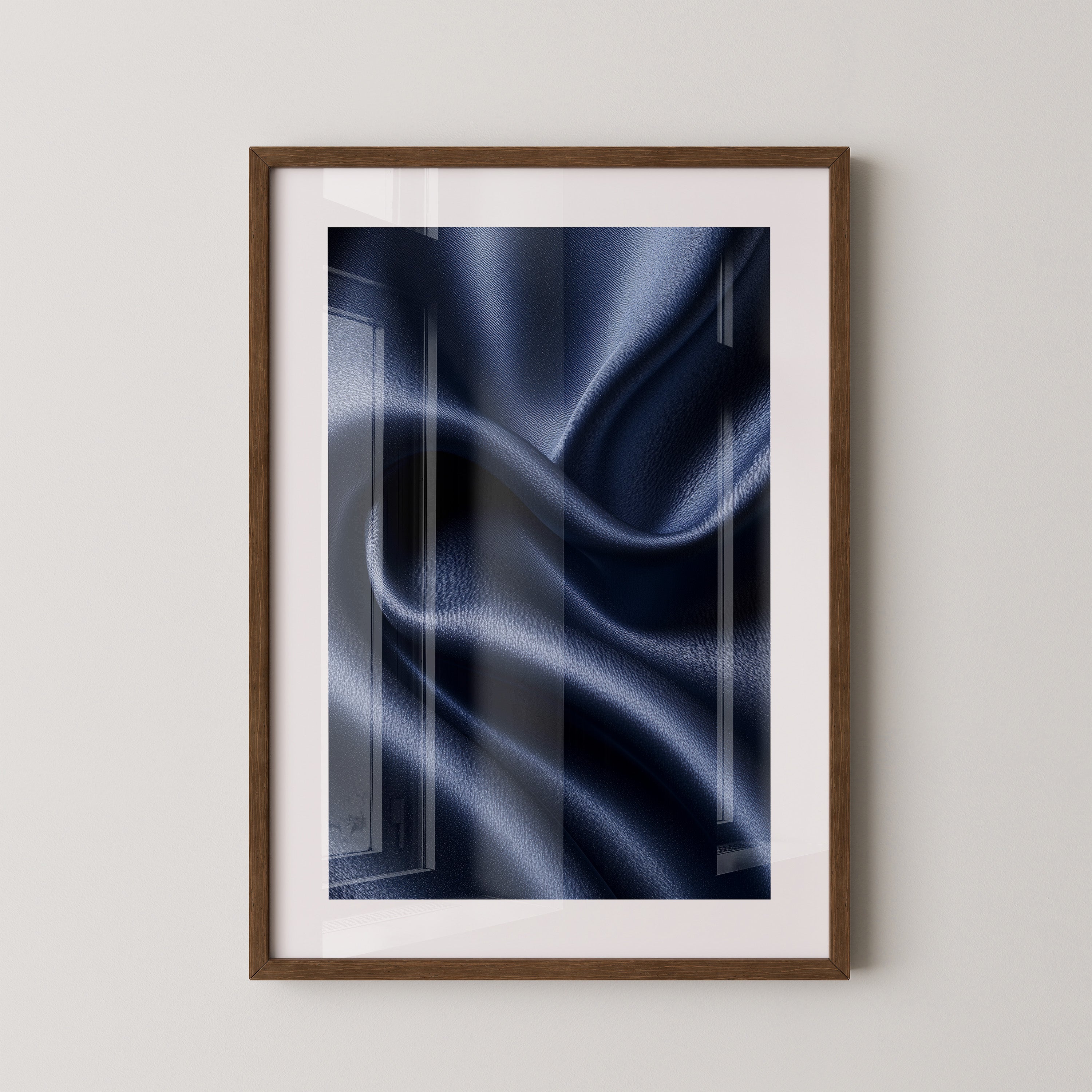 Satin Stoff Wellen Nachtblau