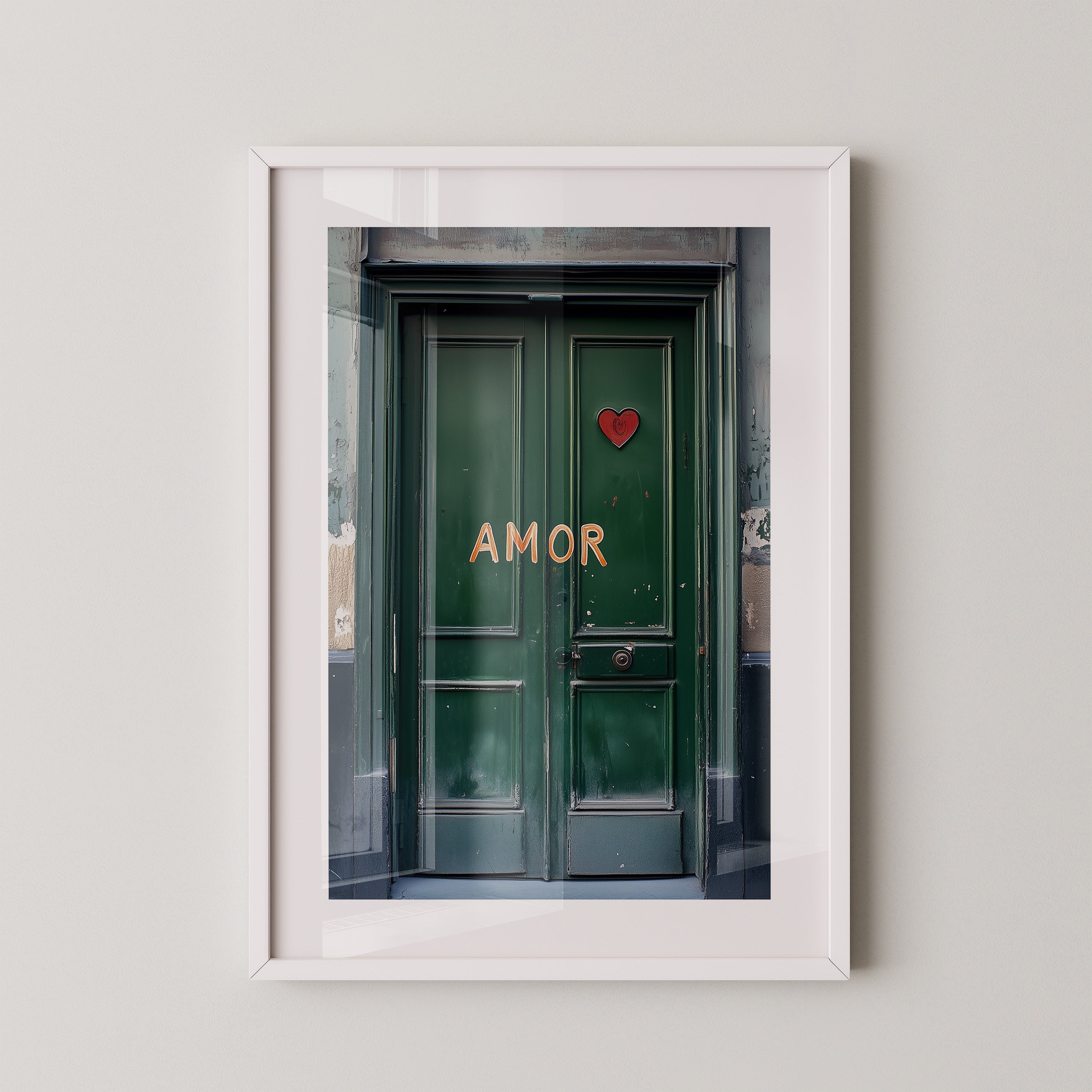 Grüne Tür Herz Amor