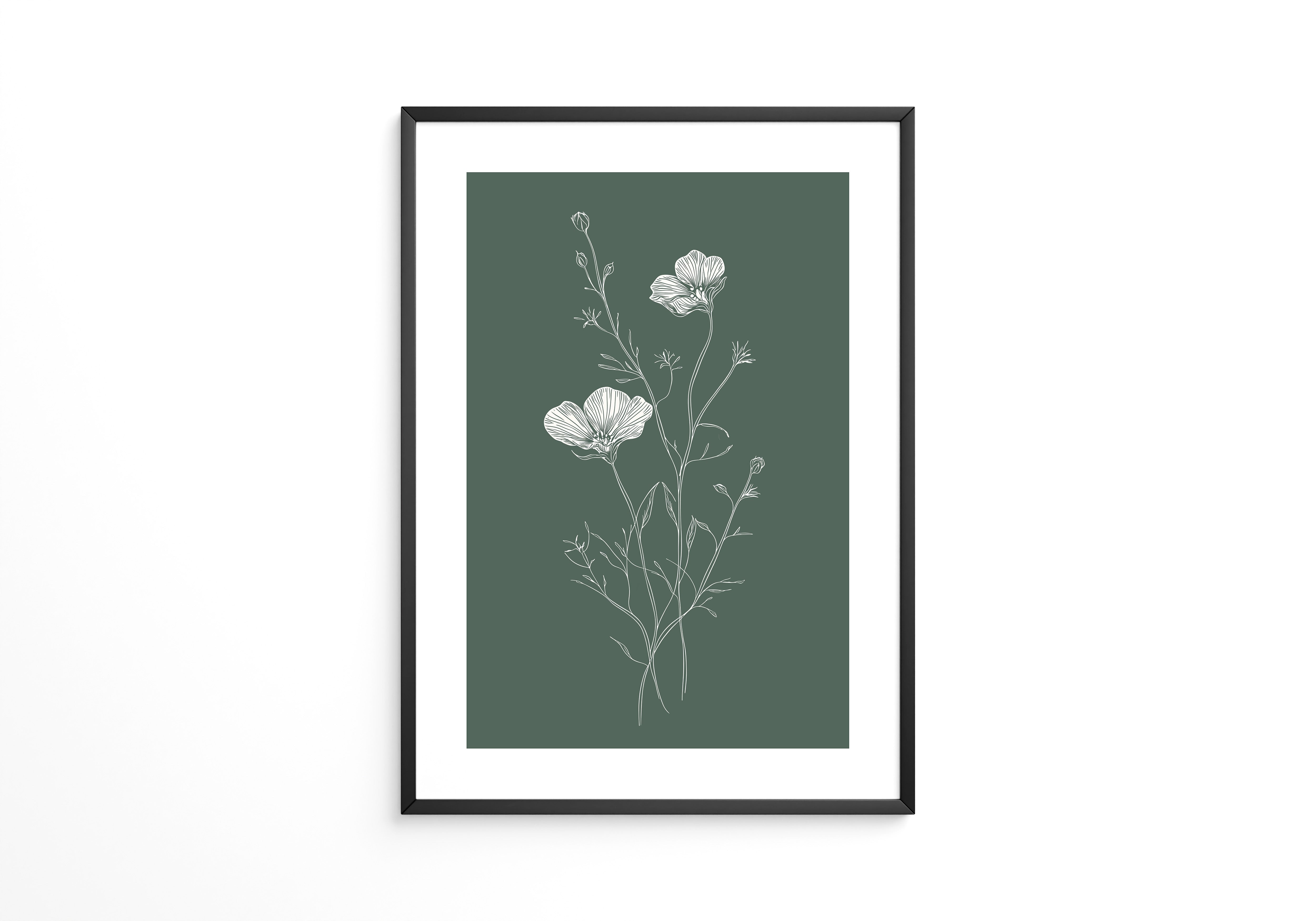 Florale Zeichnung grünweiß