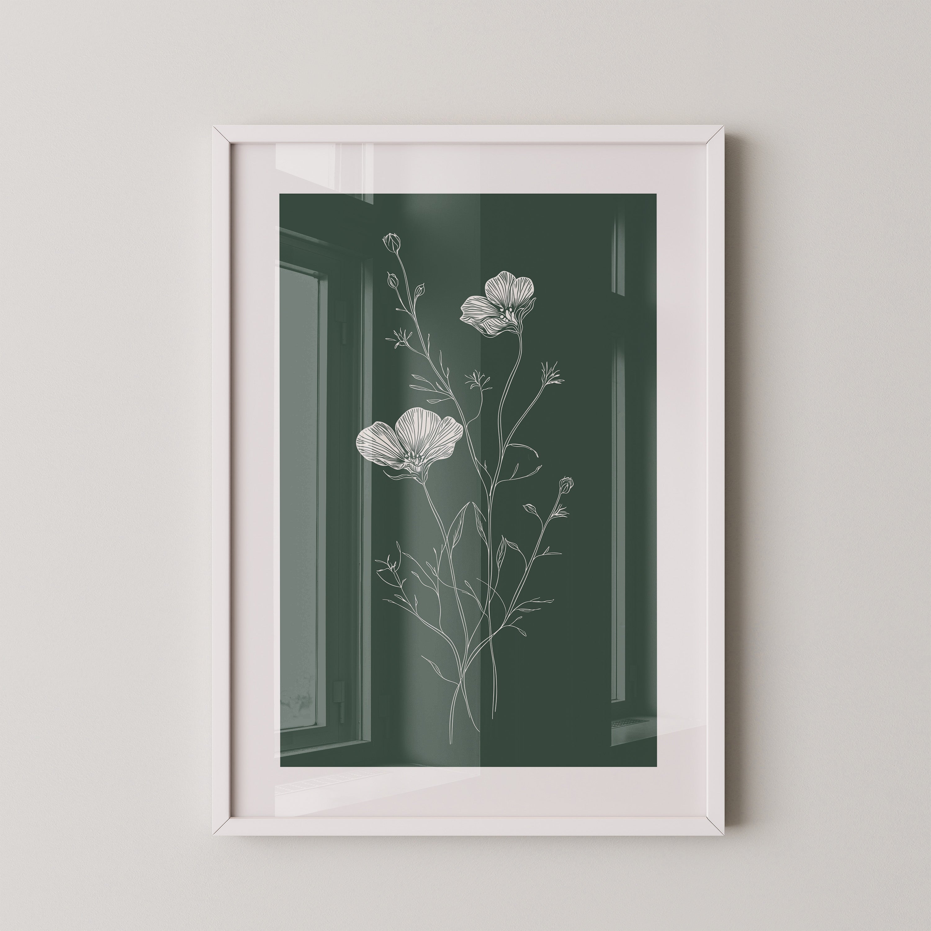 Florale Zeichnung grünweiß