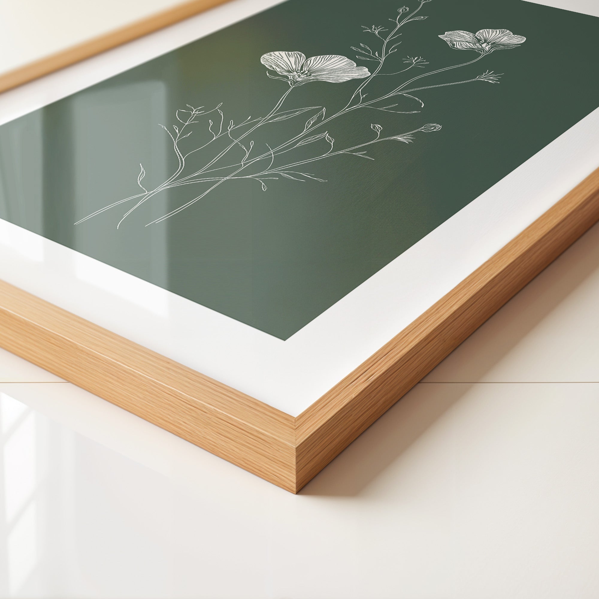 Florale Zeichnung grünweiß