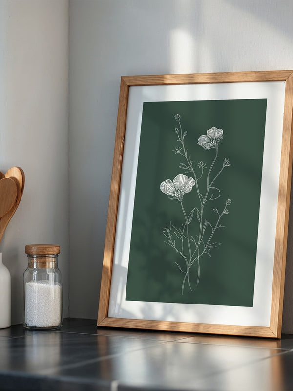 Florale Zeichnung grünweiß