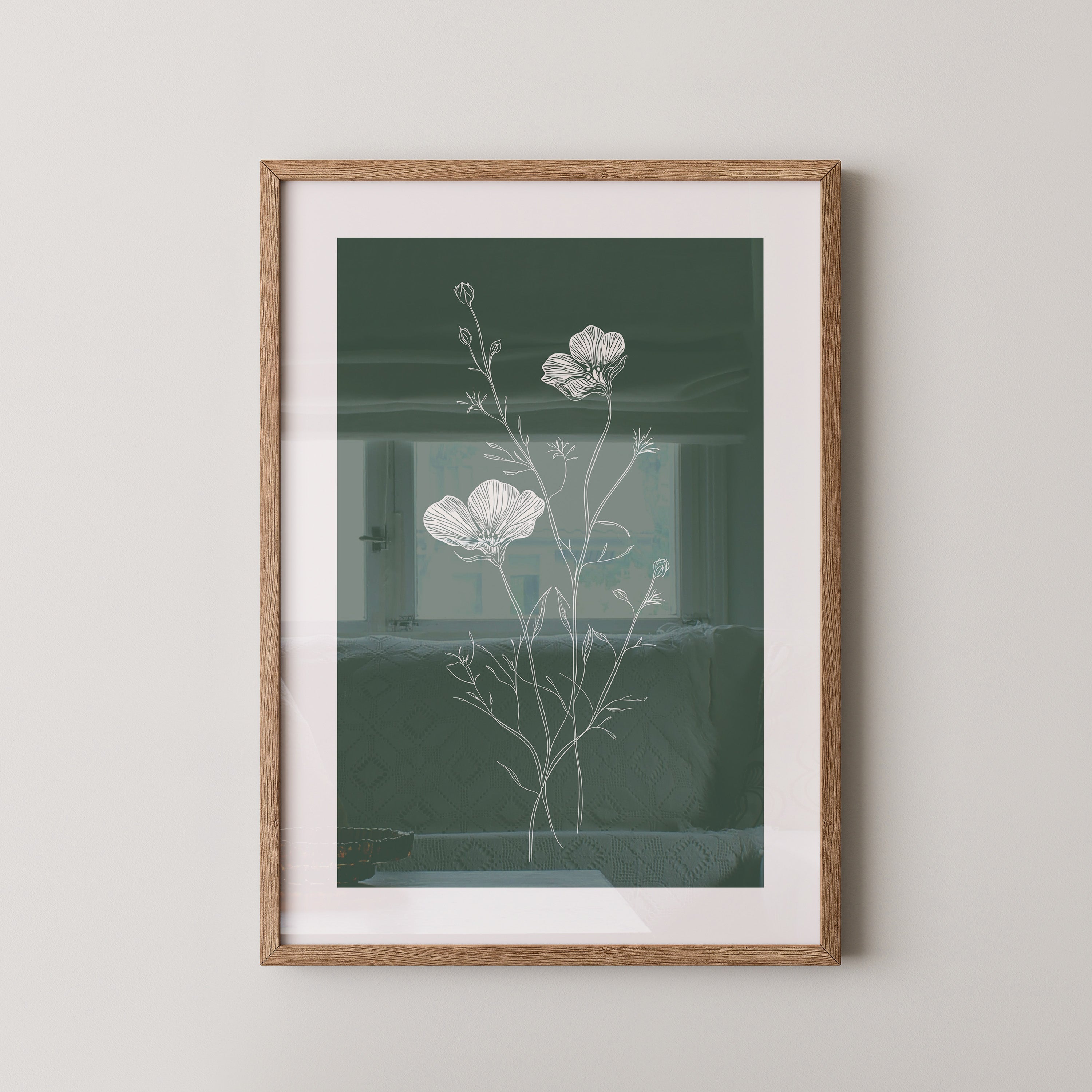 Florale Zeichnung grünweiß