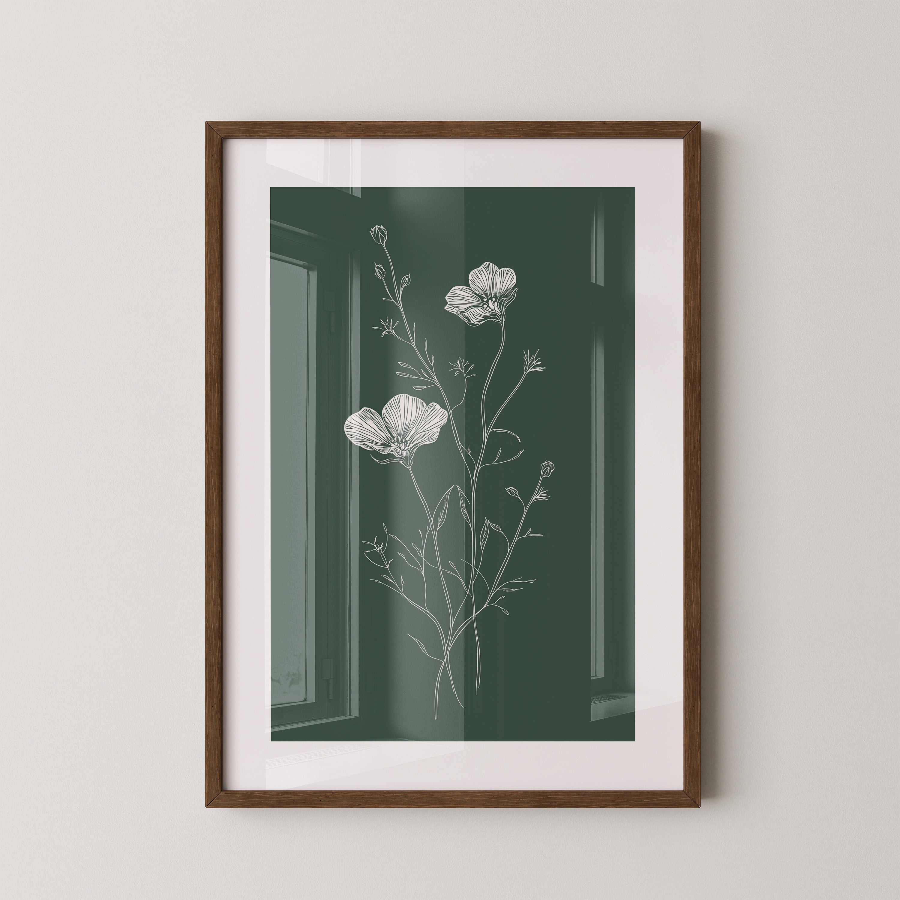 Florale Zeichnung grünweiß