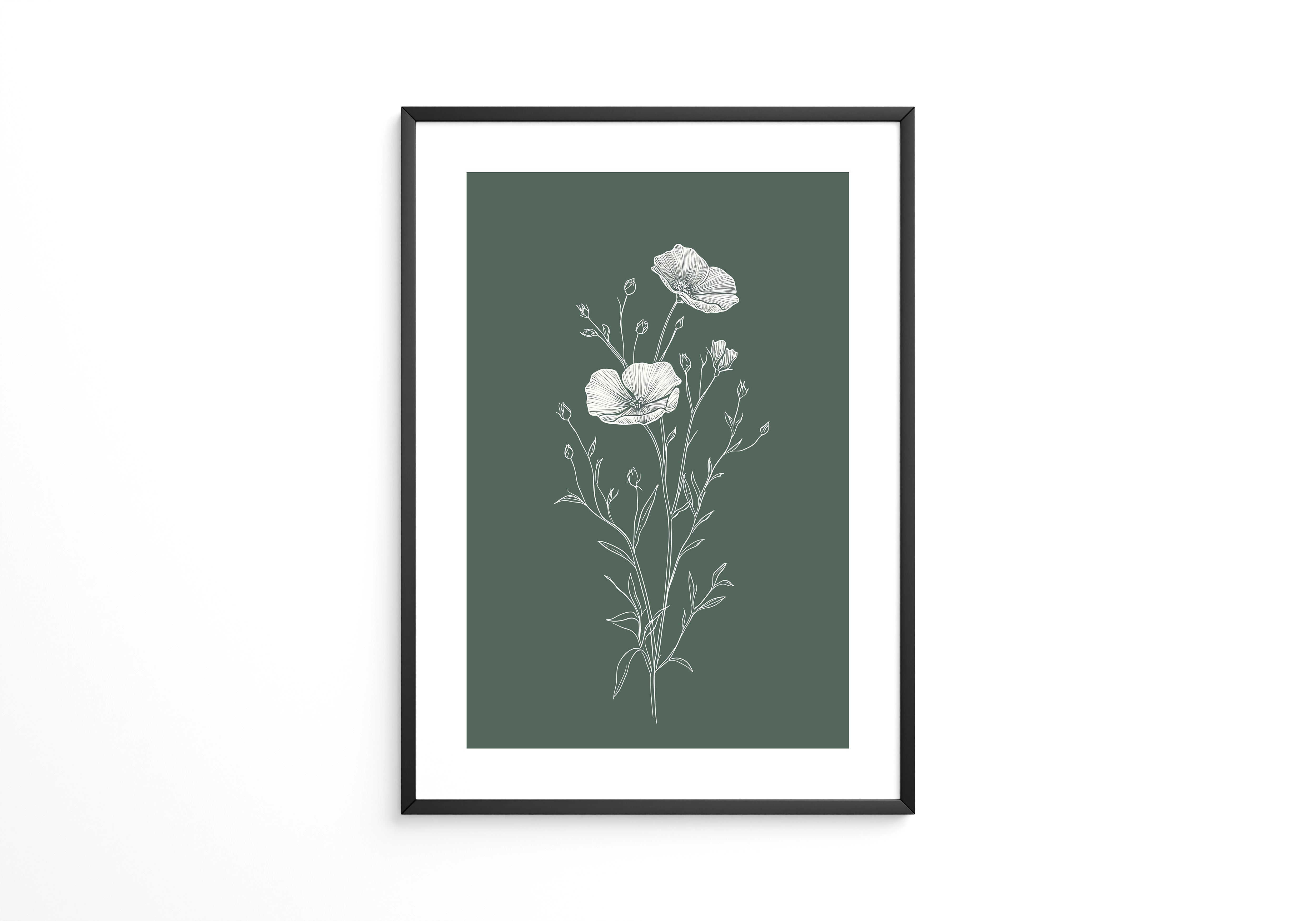 Mohnblumen minimalistisch grün