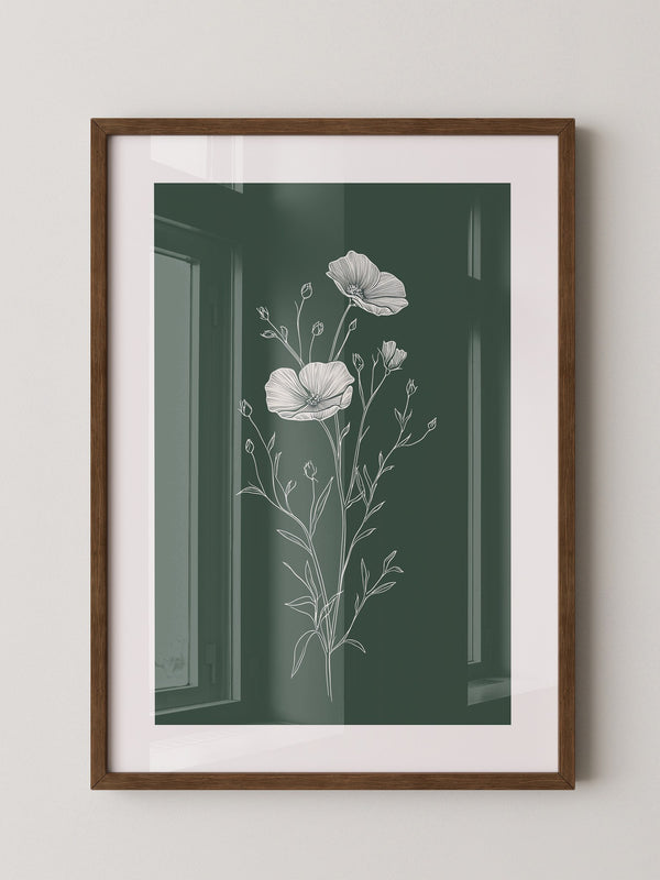 Mohnblumen minimalistisch grün
