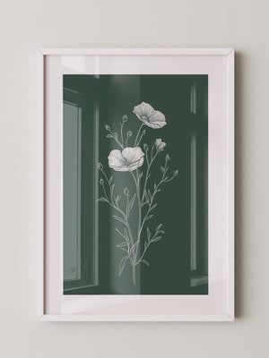 Mohnblumen minimalistisch grün