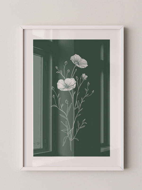 Mohnblumen minimalistisch grün