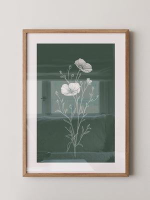 Mohnblumen minimalistisch grün