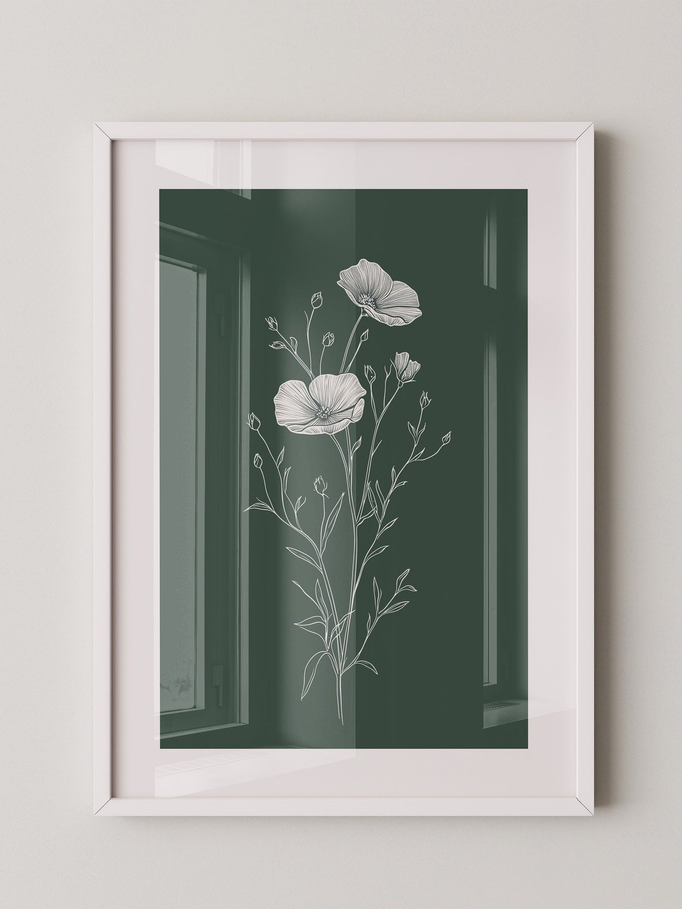 Mohnblumen minimalistisch grün