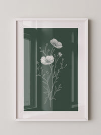 Mohnblumen minimalistisch grün