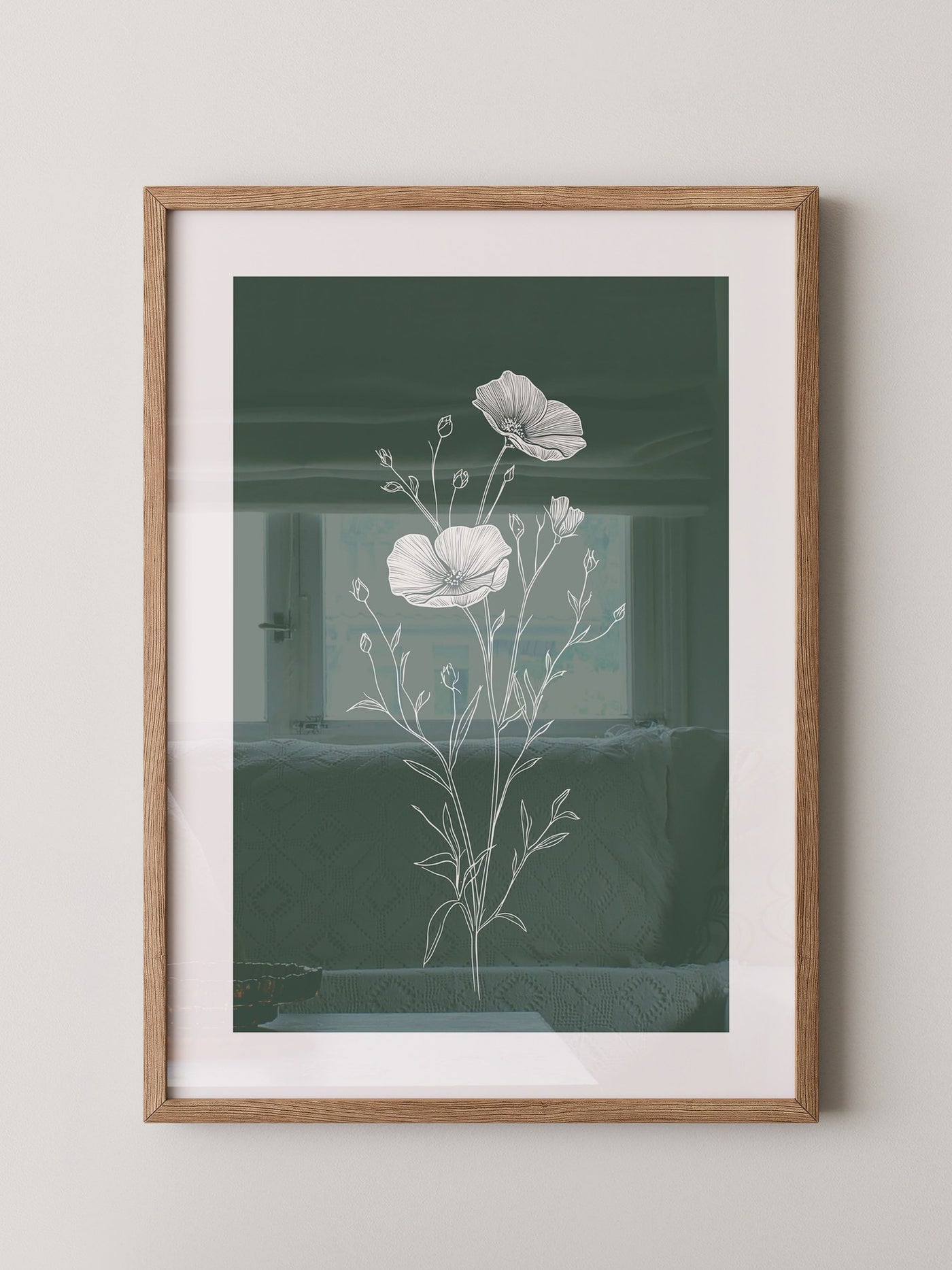 Mohnblumen minimalistisch grün