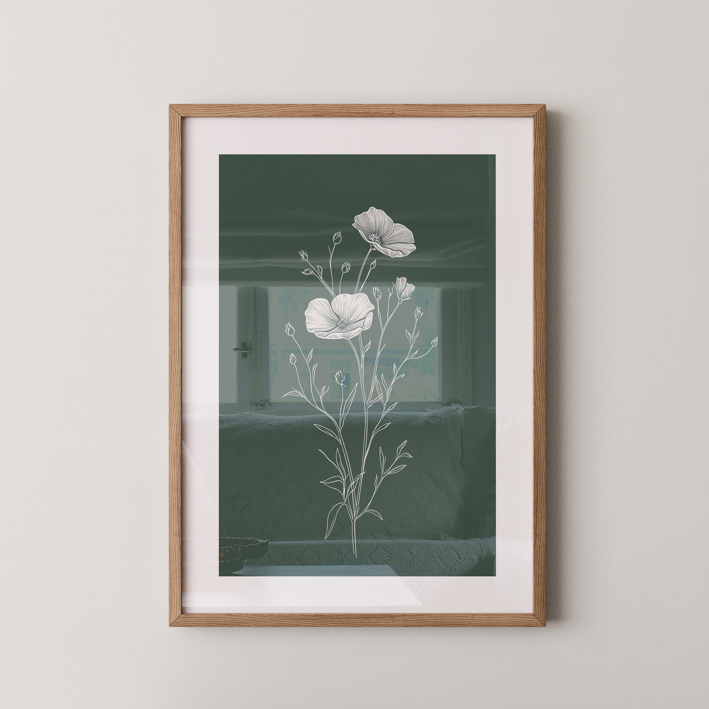 Mohnblumen minimalistisch grün