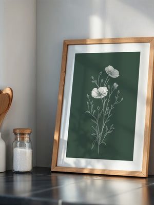 Mohnblumen minimalistisch grün