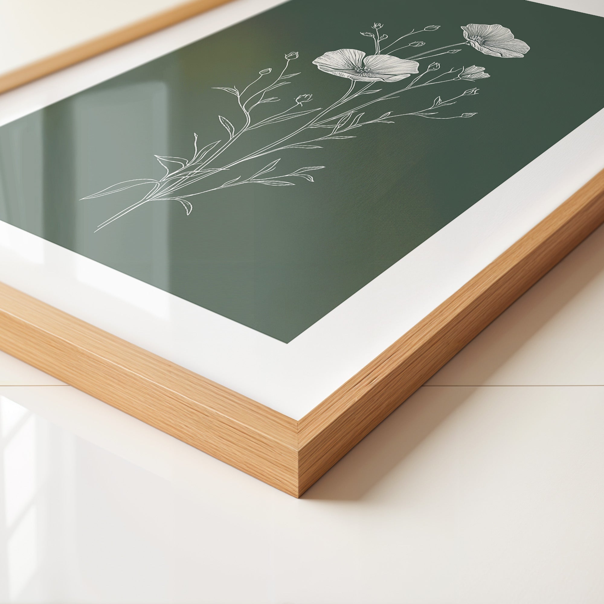 Mohnblumen minimalistisch grün