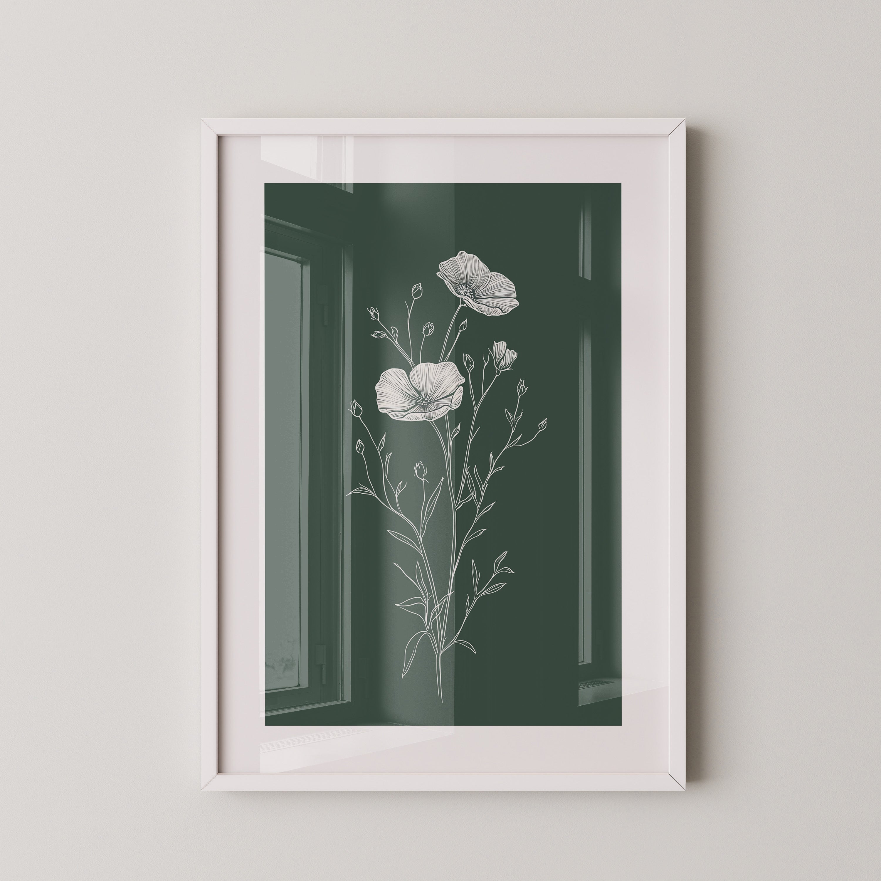 Mohnblumen minimalistisch grün