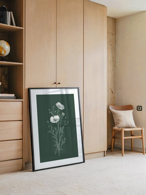 Mohnblumen minimalistisch grün