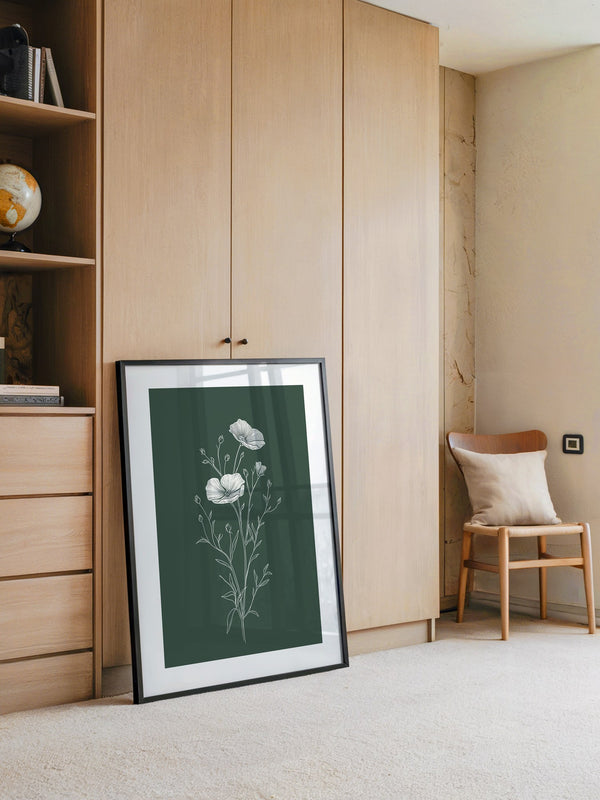 Mohnblumen minimalistisch grün