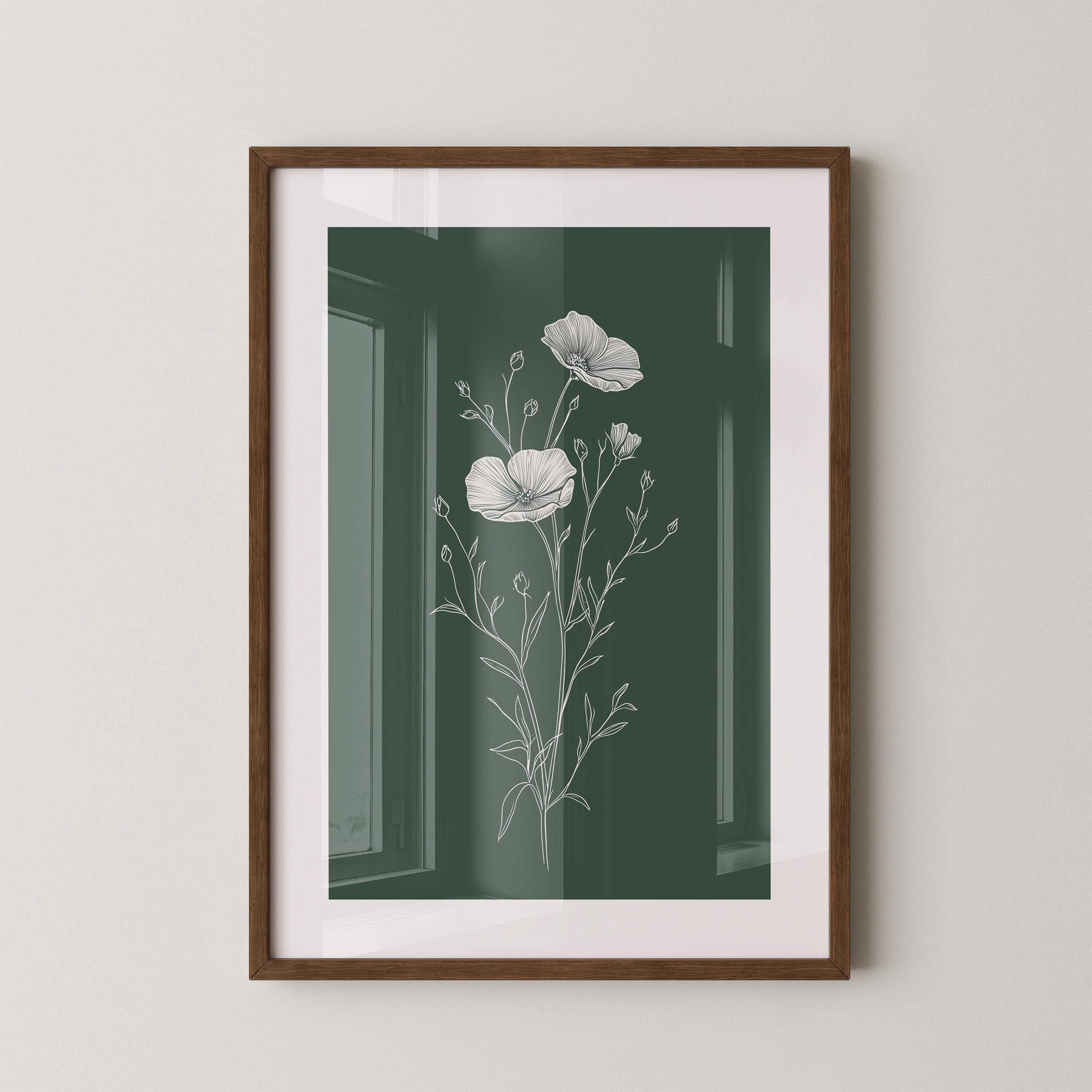 Mohnblumen minimalistisch grün