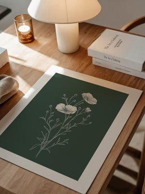 Mohnblumen minimalistisch grün