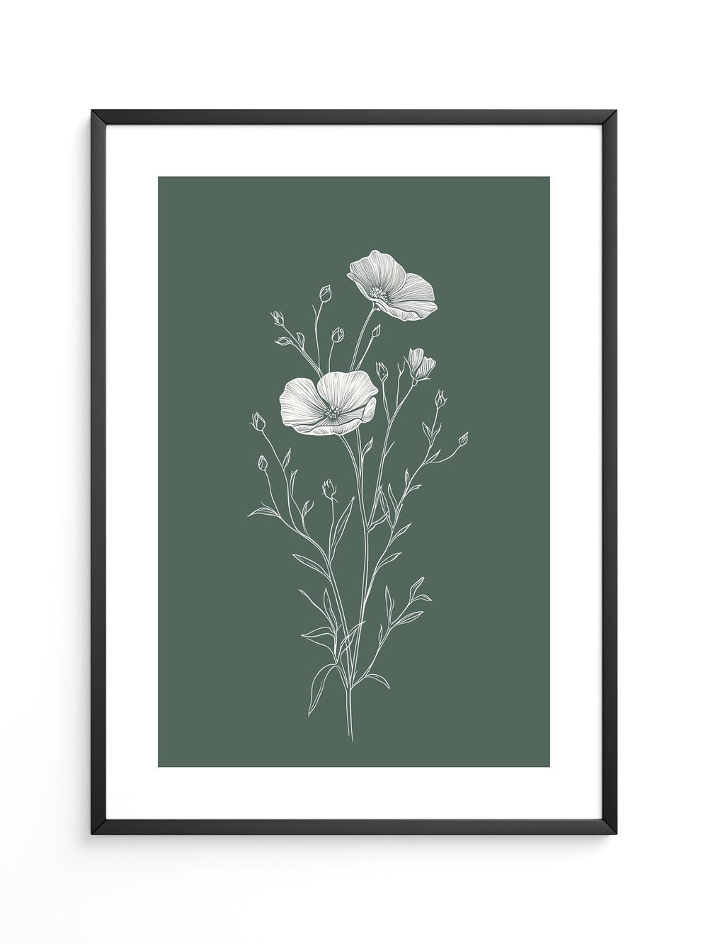 Mohnblumen minimalistisch grün