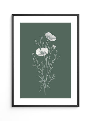 Mohnblumen minimalistisch grün