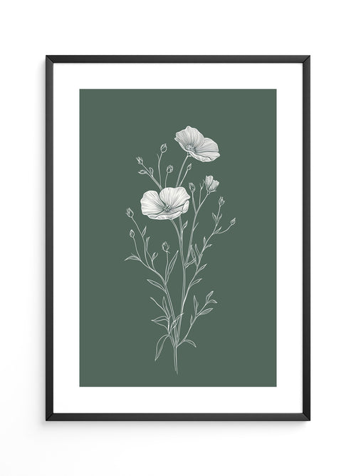 Mohnblumen minimalistisch grün