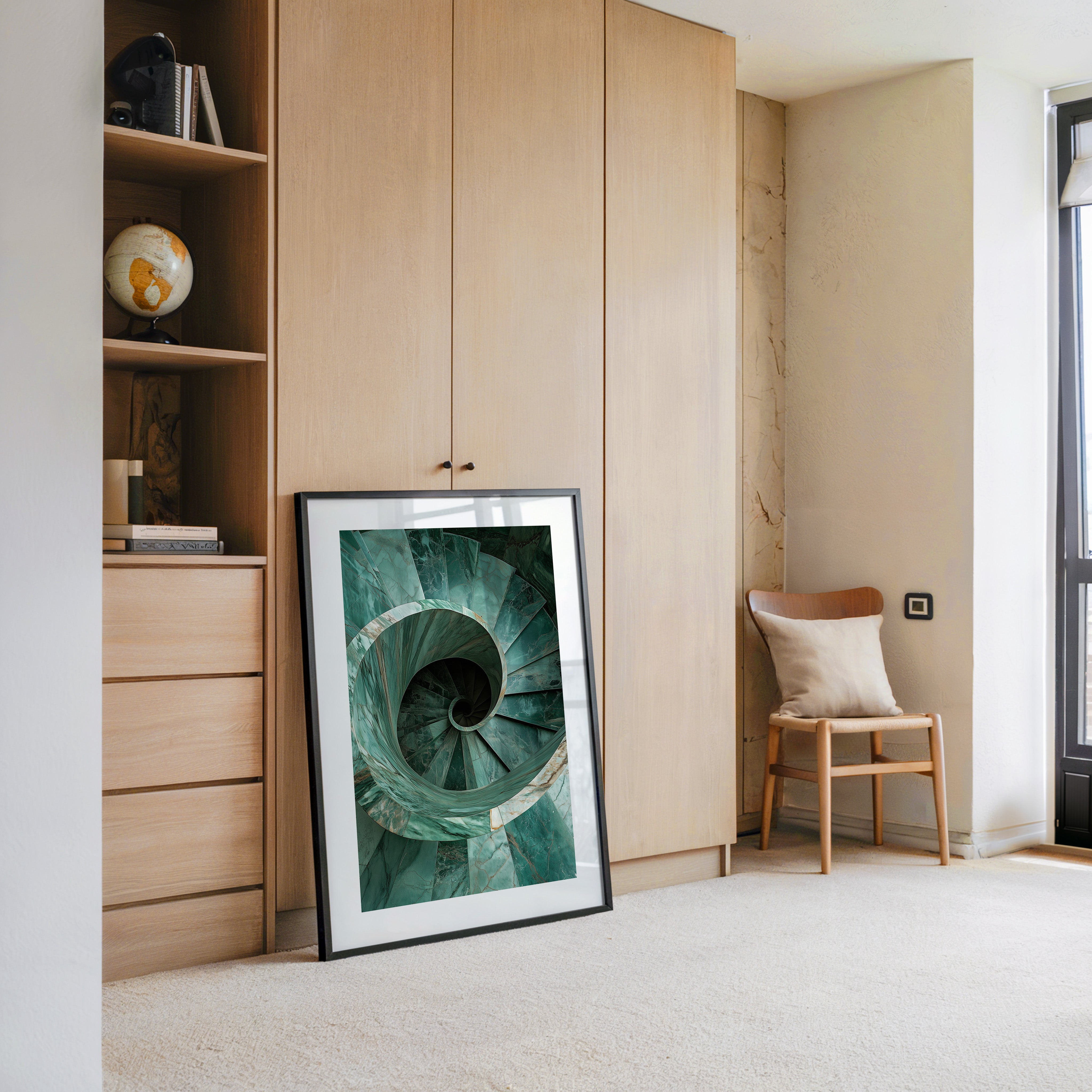 Grüne Wendeltreppe Marmorstruktur