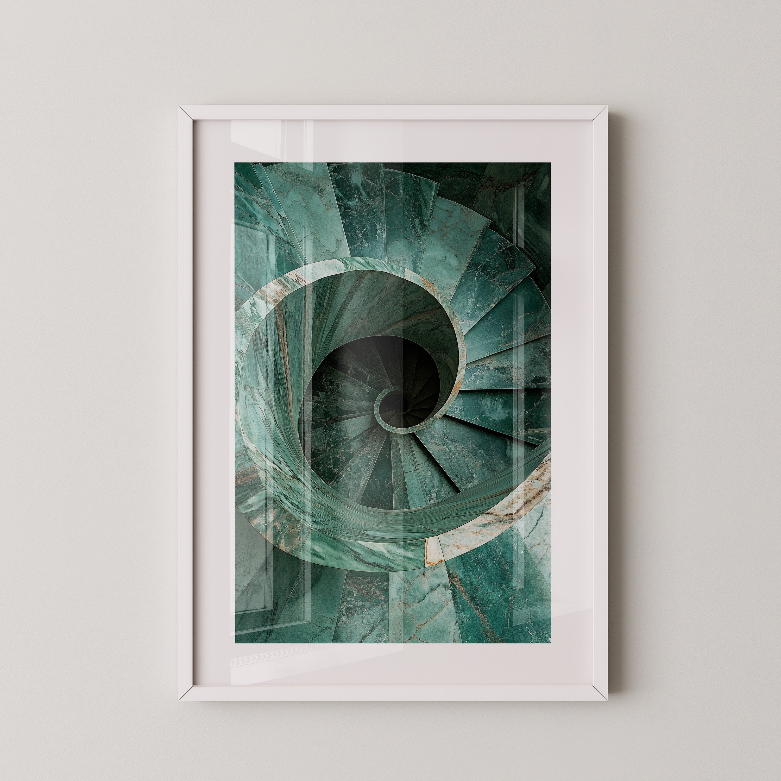 Grüne Wendeltreppe Marmorstruktur