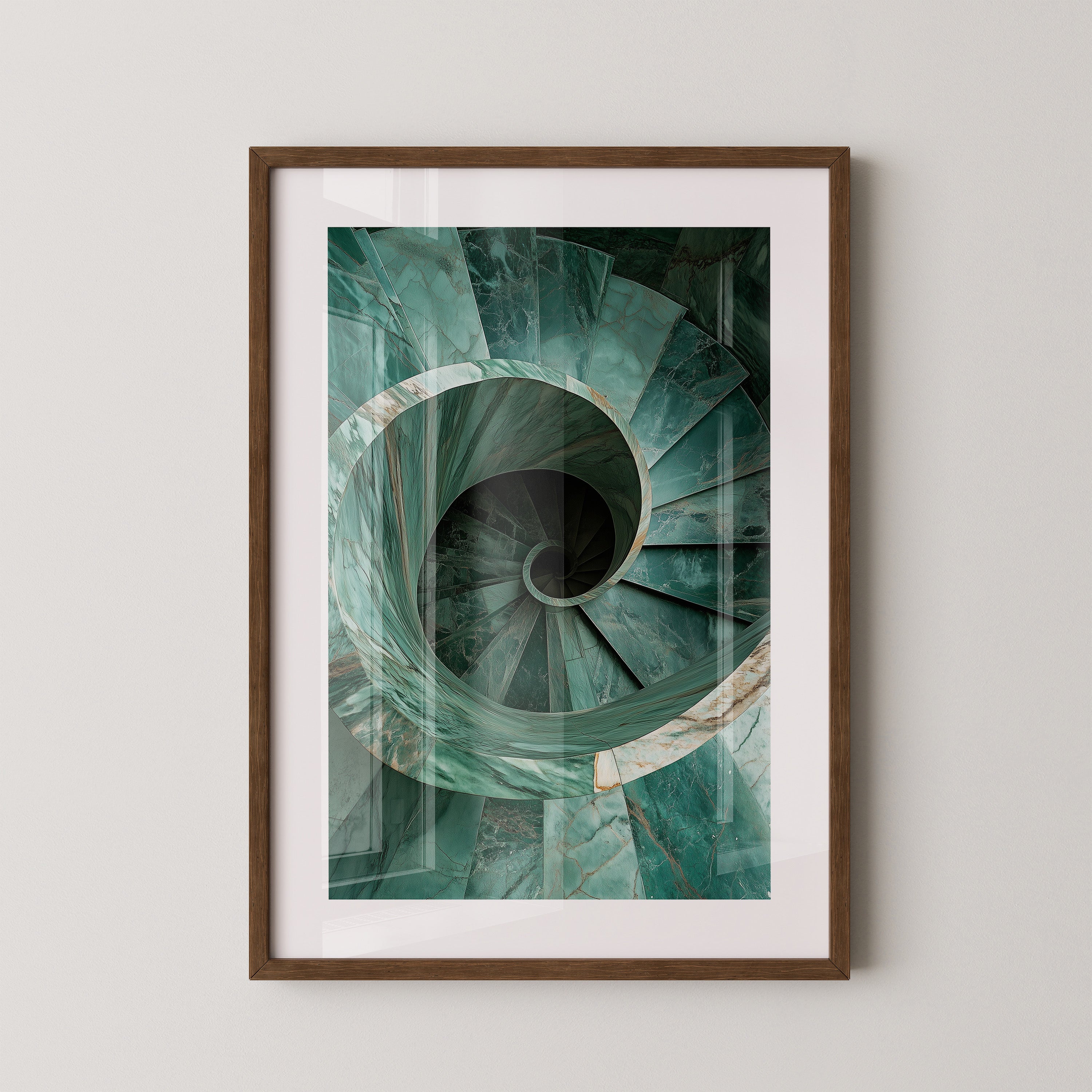 Grüne Wendeltreppe Marmorstruktur