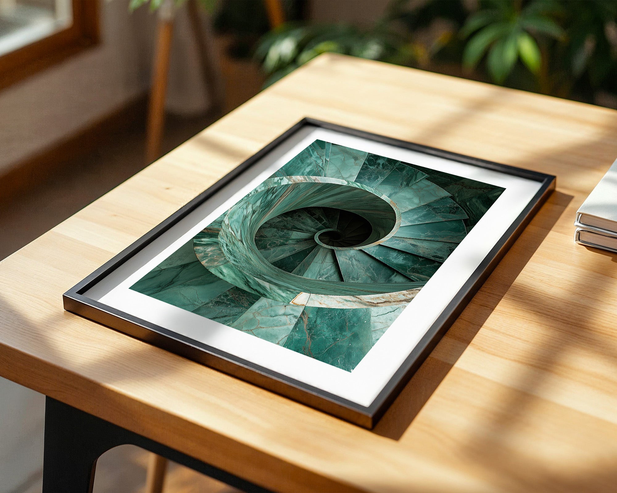 Grüne Wendeltreppe Marmorstruktur