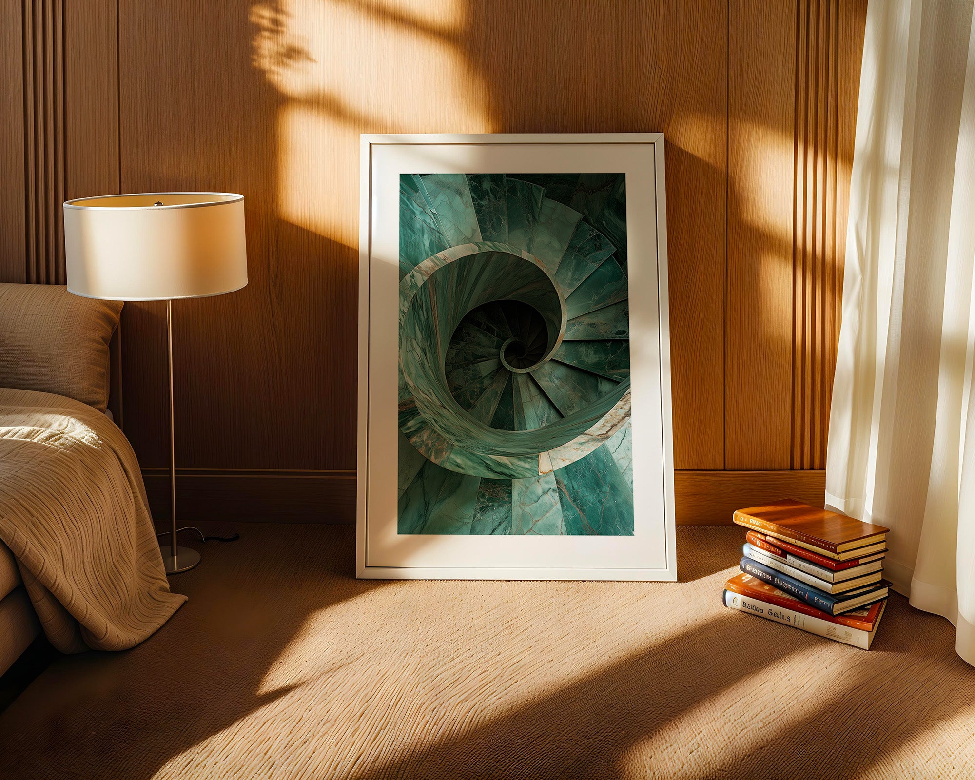 Grüne Wendeltreppe Marmorstruktur