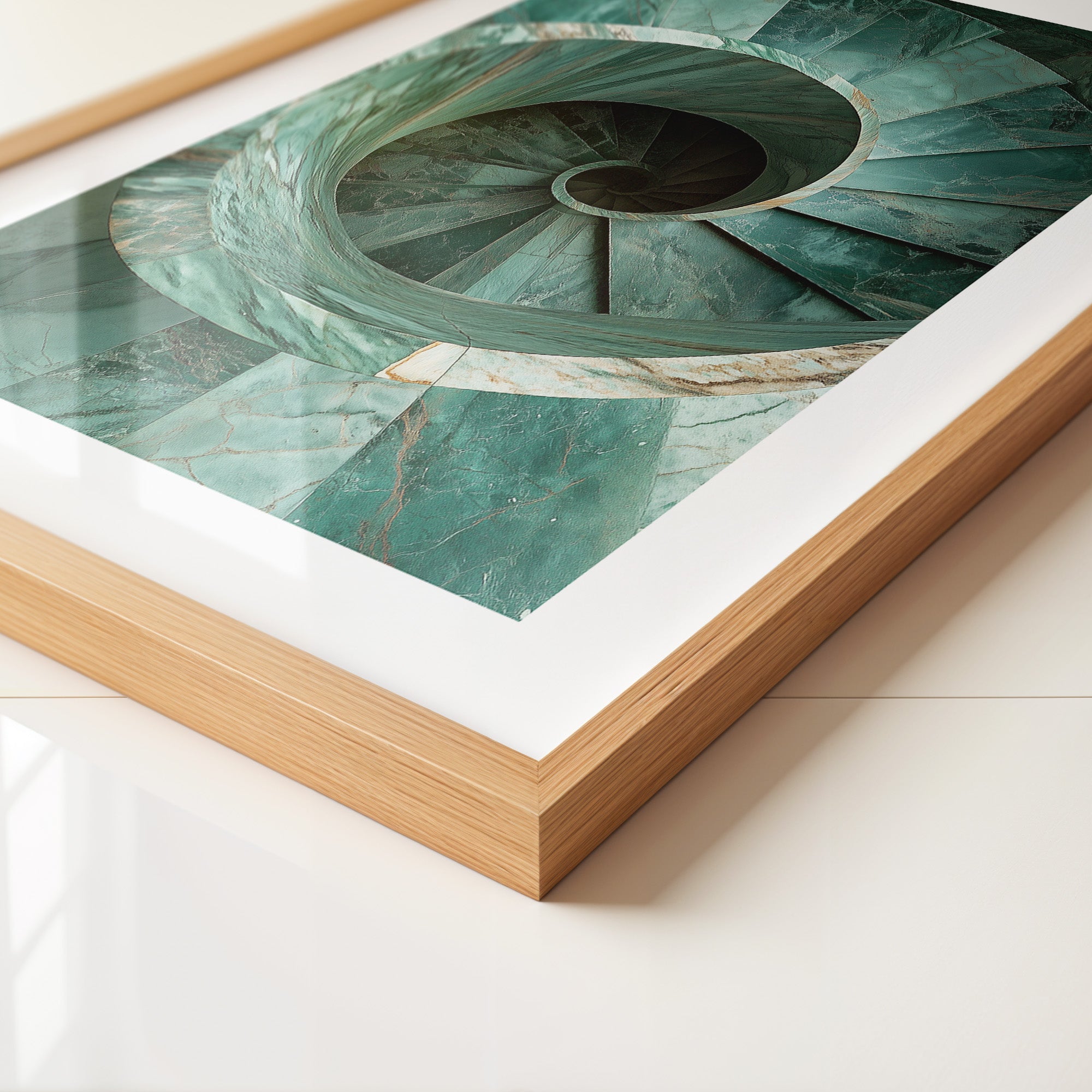 Grüne Wendeltreppe Marmorstruktur