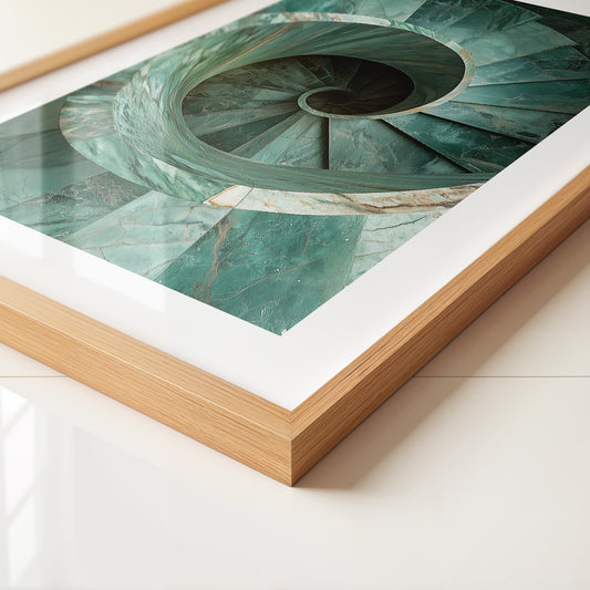 Grüne Wendeltreppe Marmorstruktur