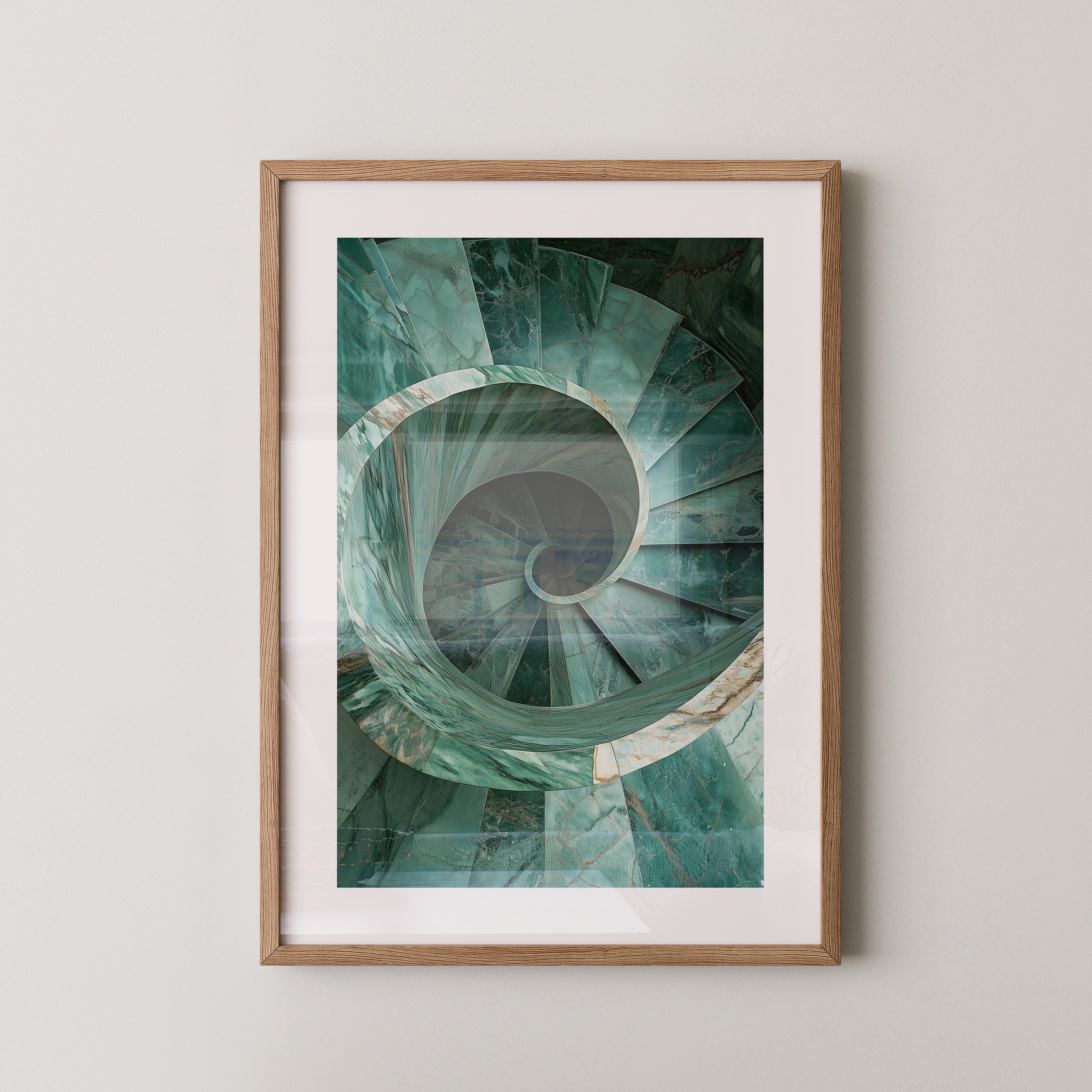 Grüne Wendeltreppe Marmorstruktur