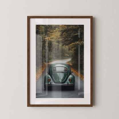 Grüner Käfer Waldstraße Vintage