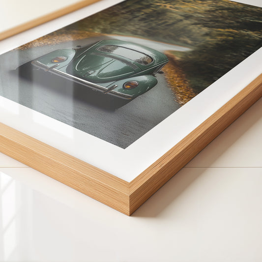 Grüner Käfer Waldstraße Vintage