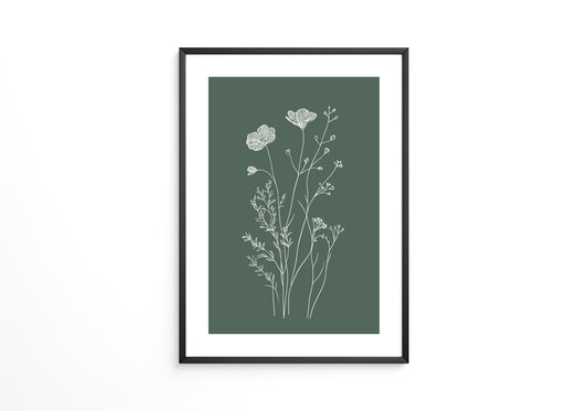 Blumen Silhouette grün