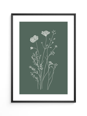 Blumen Silhouette grün