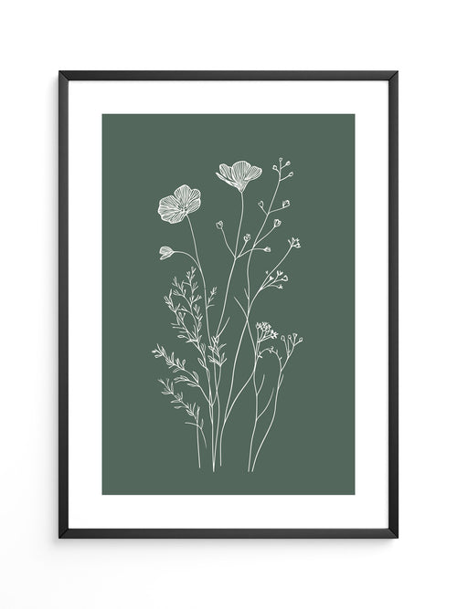 Blumen Silhouette grün