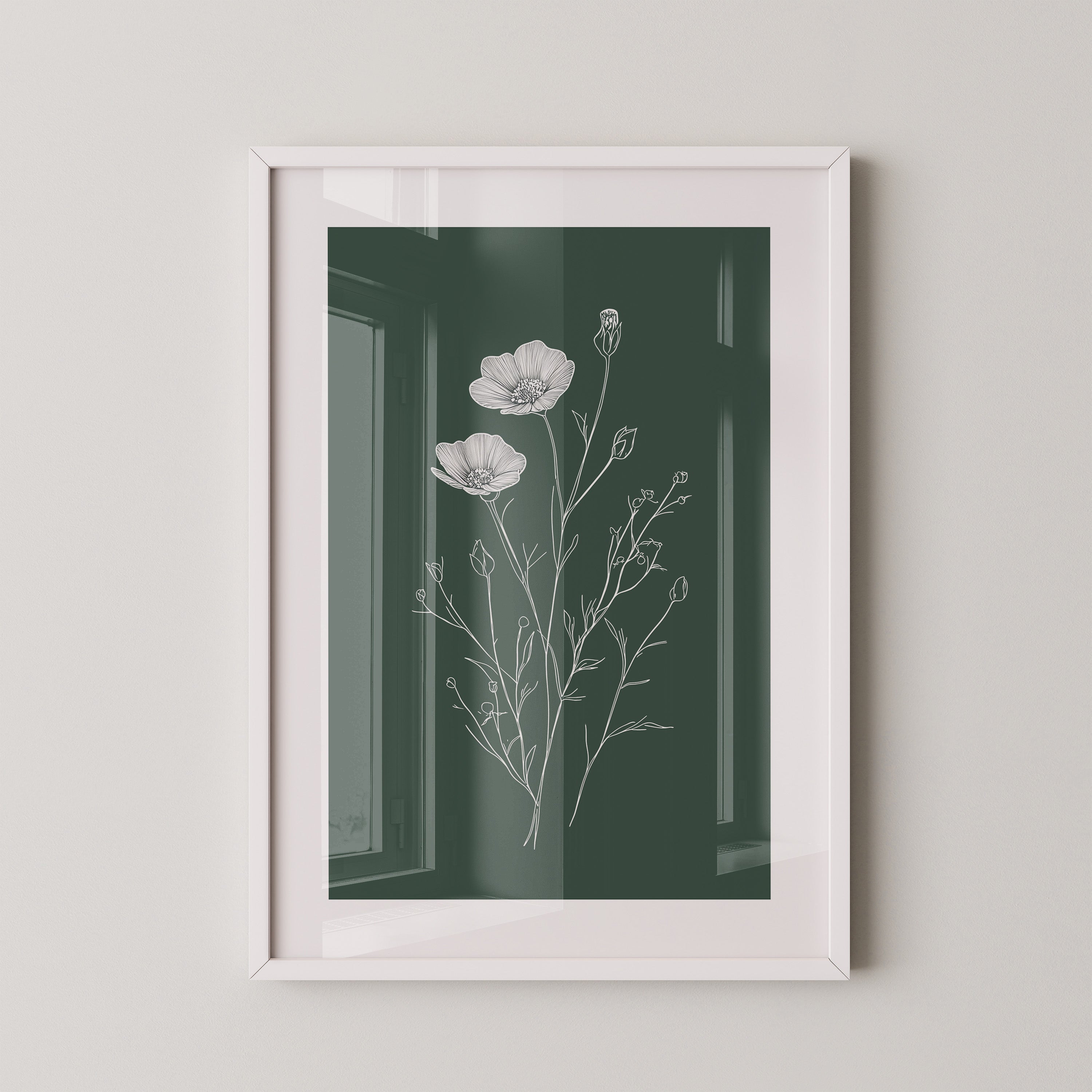 Blumen Skizze auf Grün